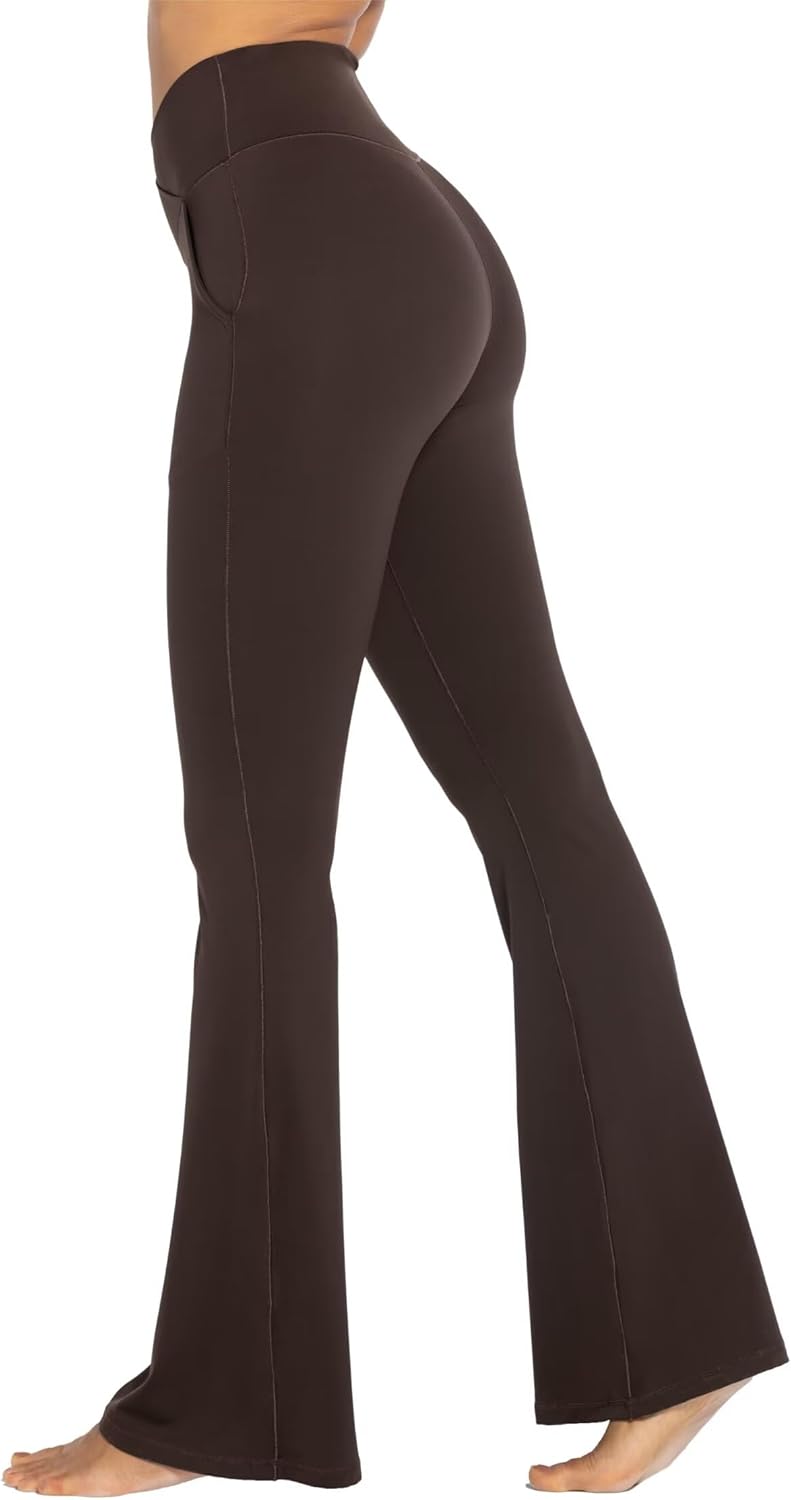 Sunzel Leggings Acampanados, Pantalones de Yoga Cruzados con Control de Abdomen, Cintura Alta y Pierna Ancha