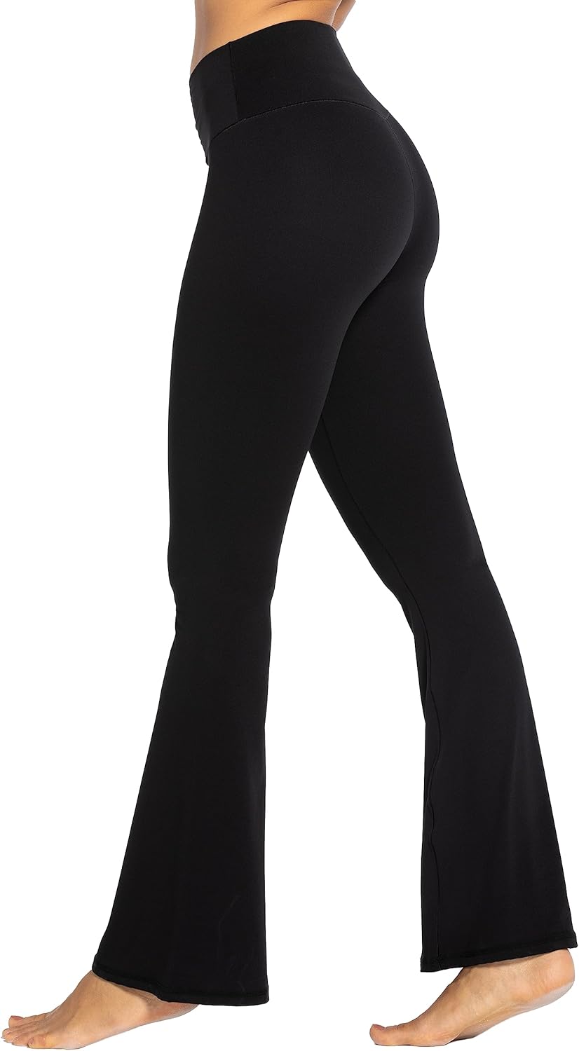 Sunzel Leggings Acampanados, Pantalones de Yoga Cruzados con Control de Abdomen, Cintura Alta y Pierna Ancha