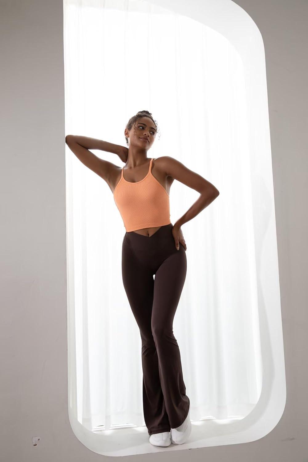 Sunzel Leggings Acampanados, Pantalones de Yoga Cruzados con Control de Abdomen, Cintura Alta y Pierna Ancha