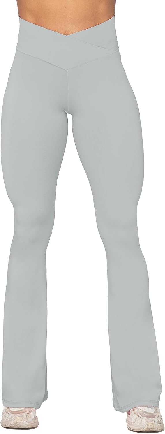 Sunzel Leggings Acampanados, Pantalones de Yoga Cruzados con Control de Abdomen, Cintura Alta y Pierna Ancha