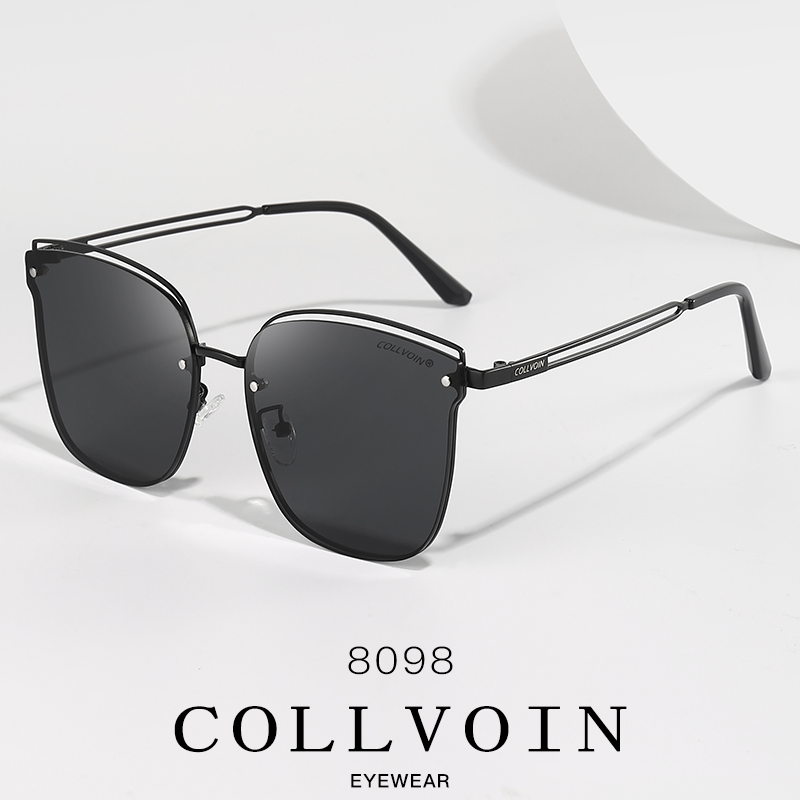 COLLVOIN Nylon polarized sunglasses for men and women, universal sunshade sunglasses, fashionable metal high appearance glasses, 8098