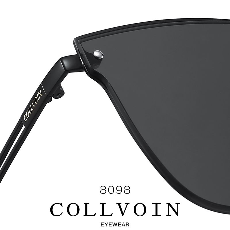 COLLVOIN Nylon polarized sunglasses for men and women, universal sunshade sunglasses, fashionable metal high appearance glasses, 8098