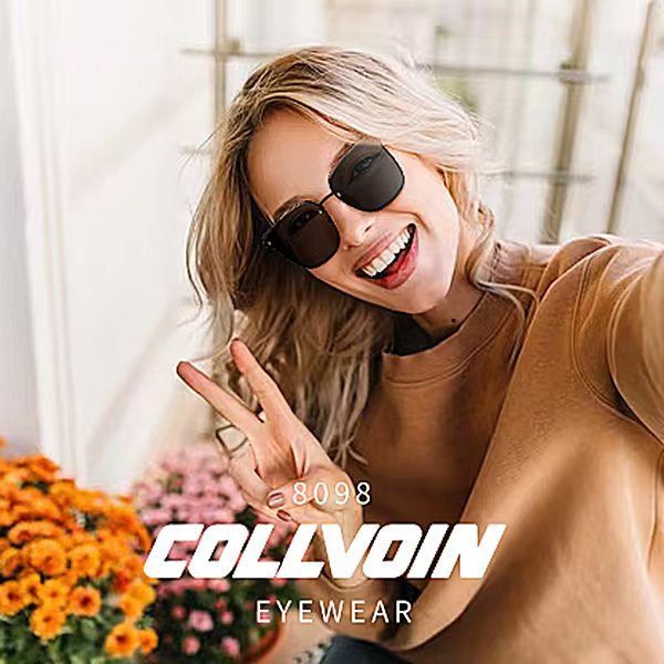 COLLVOIN Nylon polarized sunglasses for men and women, universal sunshade sunglasses, fashionable metal high appearance glasses, 8098