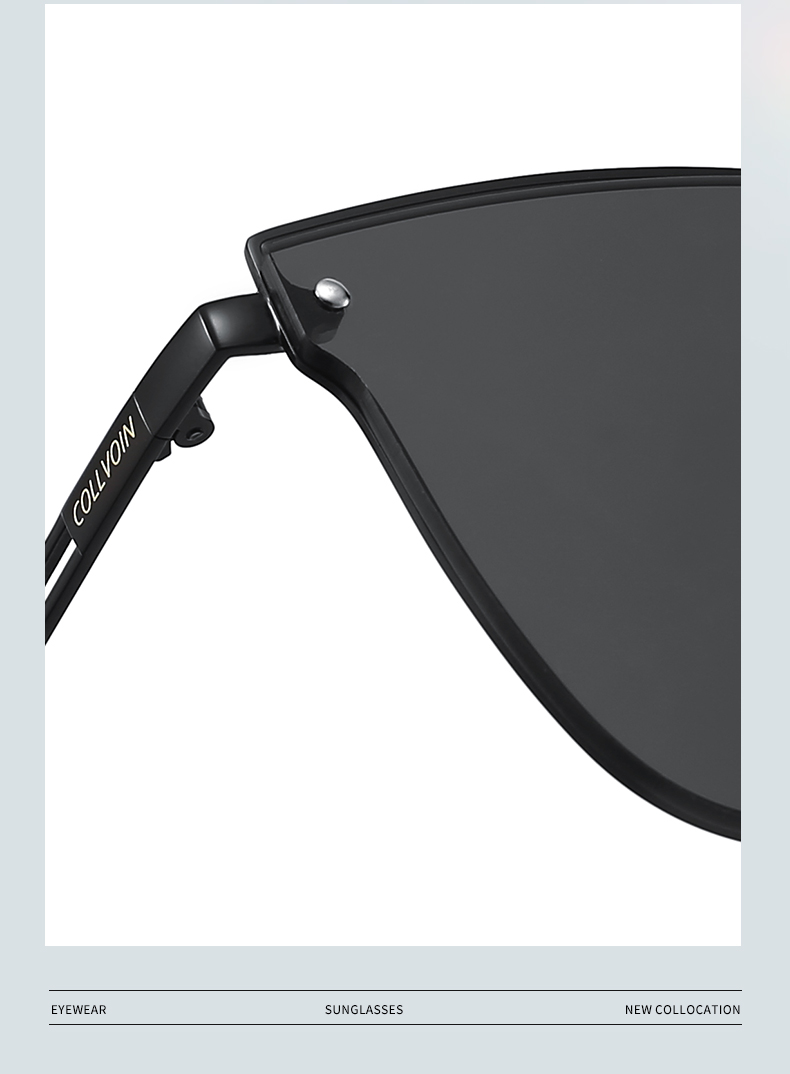 COLLVOIN Nylon polarized sunglasses for men and women, universal sunshade sunglasses, fashionable metal high appearance glasses, 8098