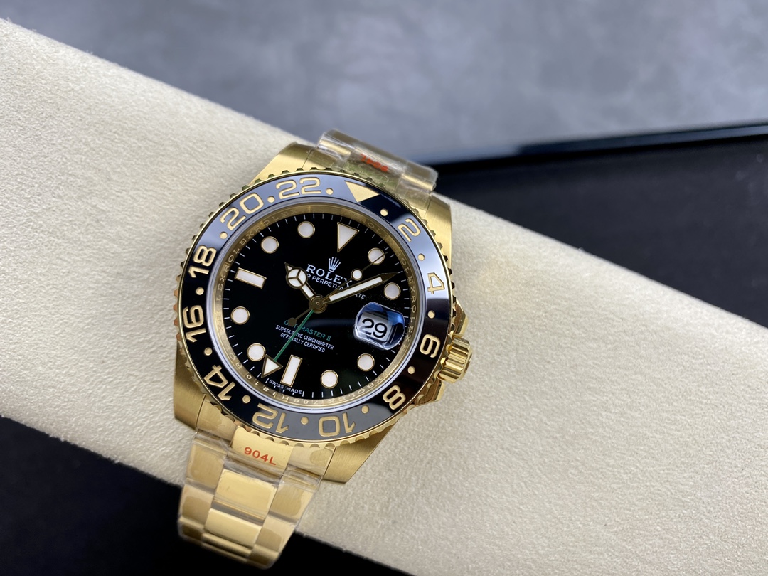 Rolex GMT Master II 40mm Black Dial 116718LN 18k Yellow Gold Men's Watch