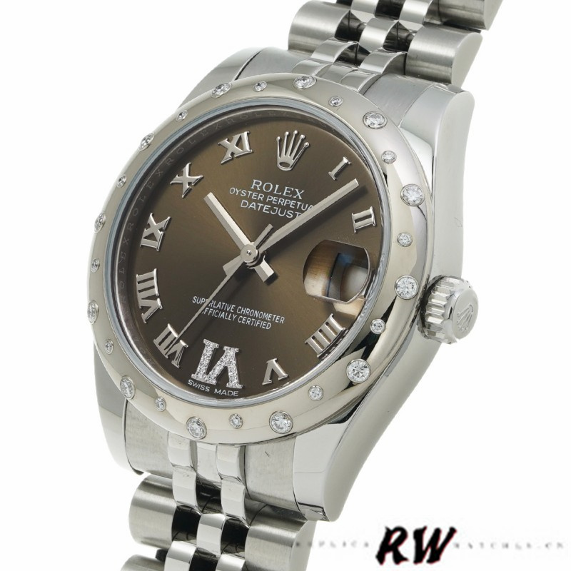 Rolex Datejust 178344 Bronze Dial VI Diamonds 31MM Lady Replica Watch