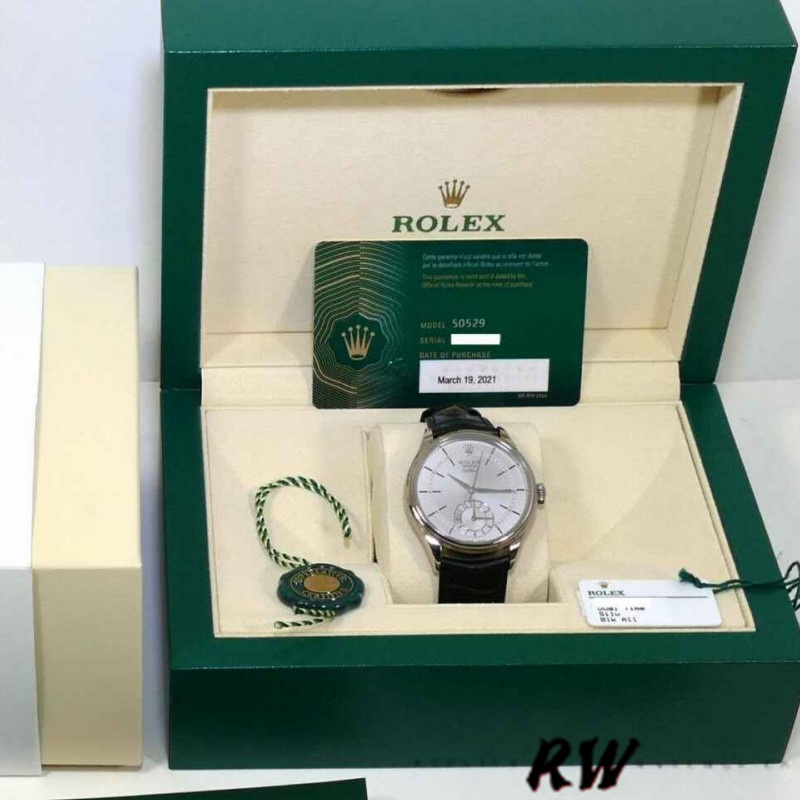 Rolex Cellini Dual Time 50529 Silver Dial 39mm Mens Replica Watch