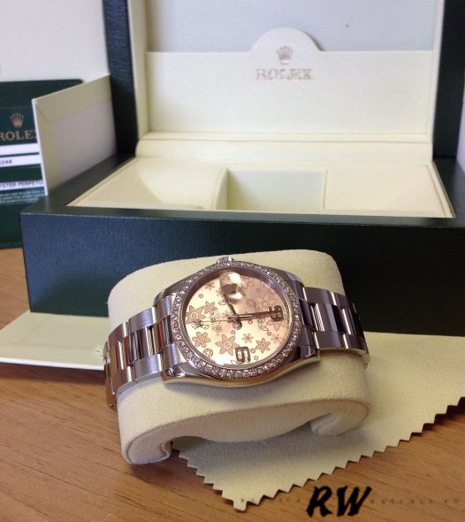 Rolex Datejust 116244 Stainless Steel Pink Floral Dial 36mm Lady Replica Watch