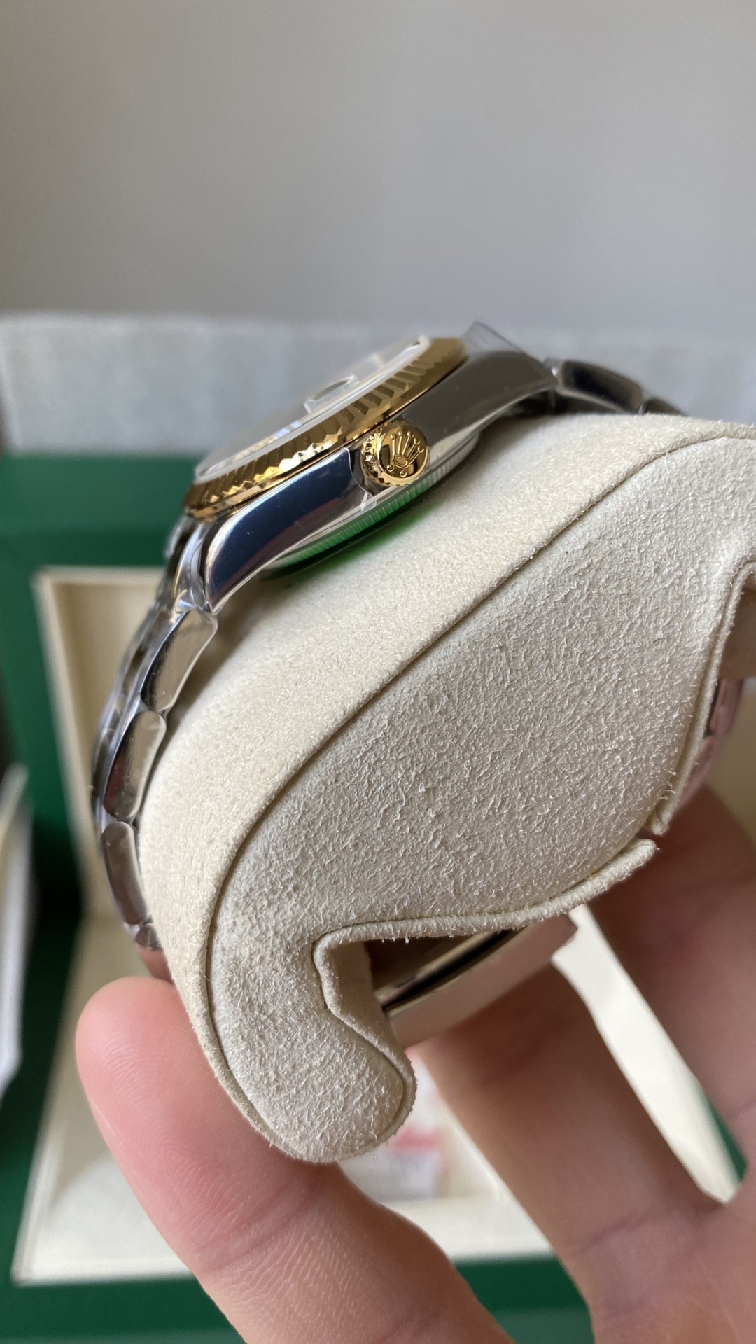 Rolex Datejust 31 Yellow Gold Olive Green Floral Motif Diamond Dial m278273 0031