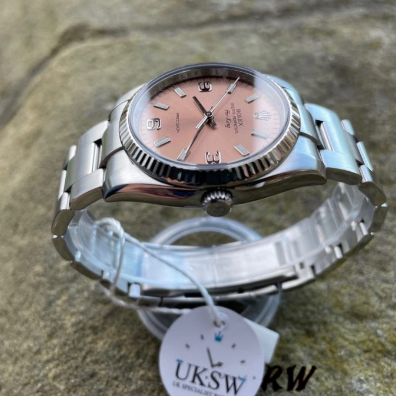 Rolex Oyster Perpetual Air-King 114234 Pink Dial 34mm Unisex Replica Watch