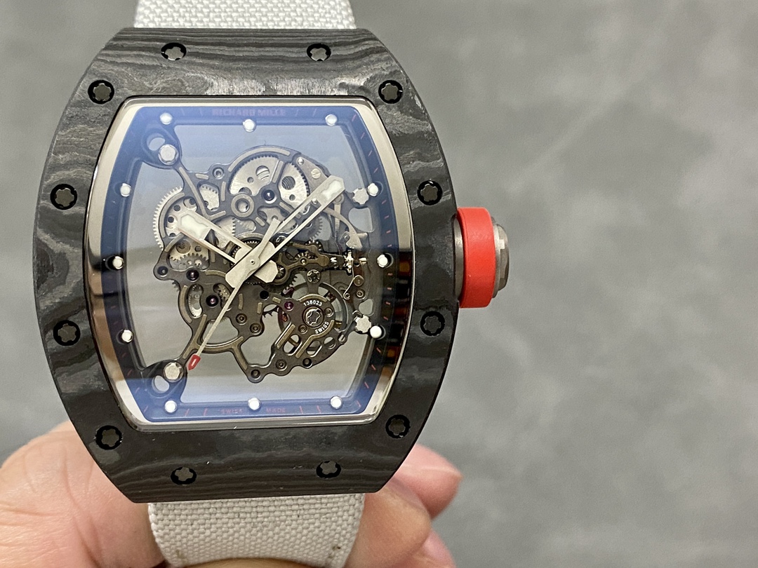 Richard Miller RM 055 RMUL2 NTPT Carbon Fiber Black Rubber Strap