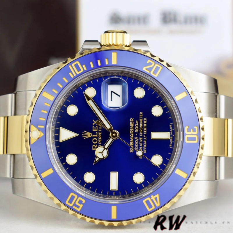 Replica Rolex Submariner Date 116613LB Two Tone Blue Dial 40mm Mens Watch