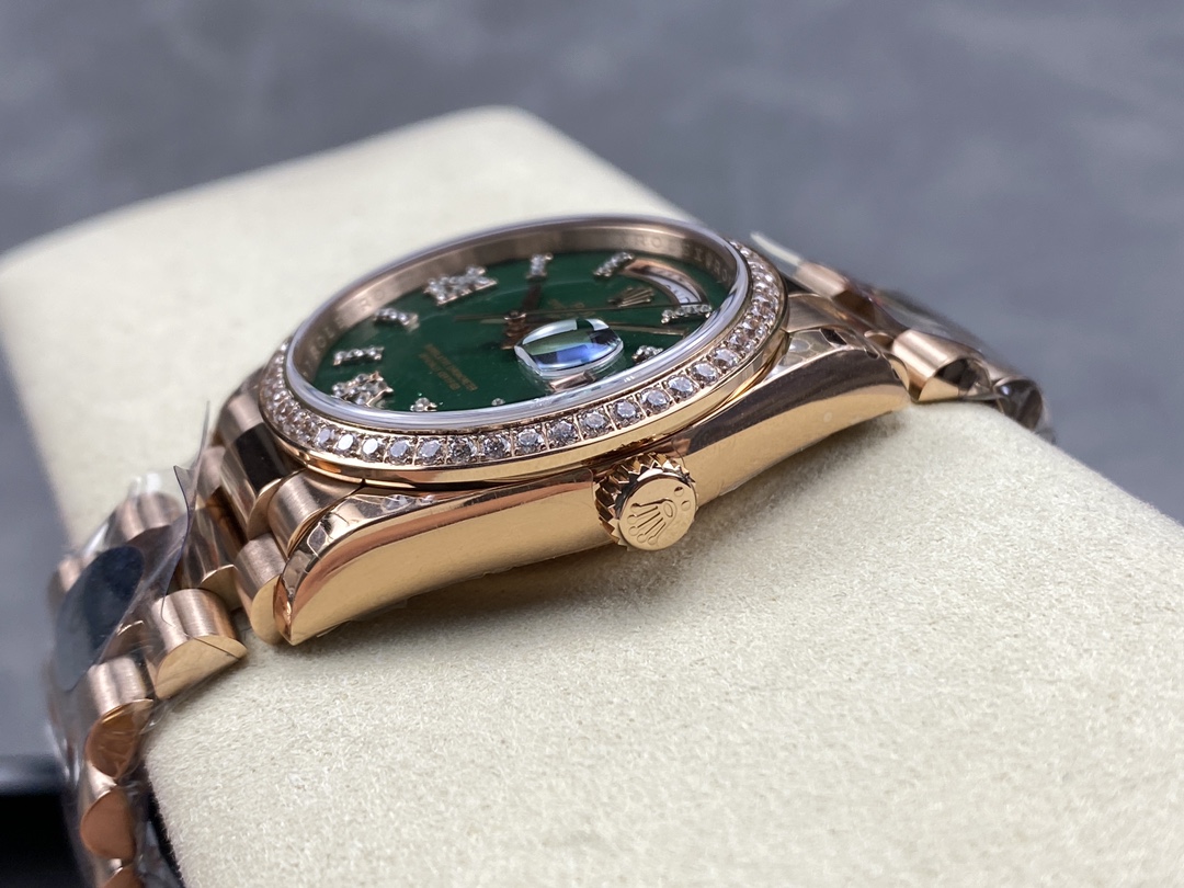 Rolex Day Date Oyster 36 mm Everose Gold Diamonds Bezel M128345RBR 0068