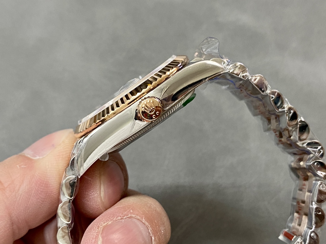 Rolex Datejust 36 Everose Gold Slate Diamond Pave Roman Dial m126231 0023 Women's Watch