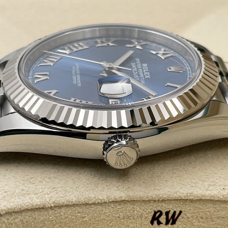 Rolex Datejust 126334 0025 Fluted Bezel Blue Roman Numeral Dial 41MM Mens Replica Watch