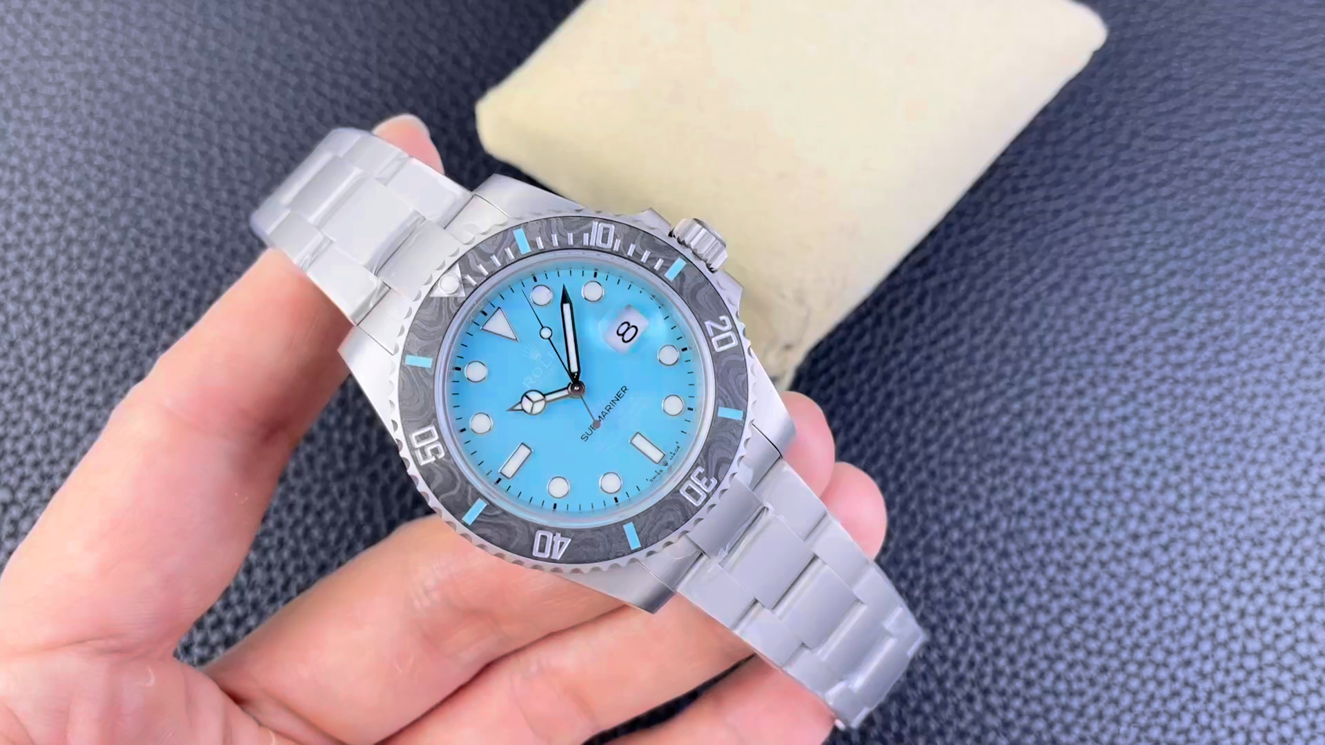 Rolex Submariner Sandblasted DIWF Edition Carbon Bezel Ice Blue Dial