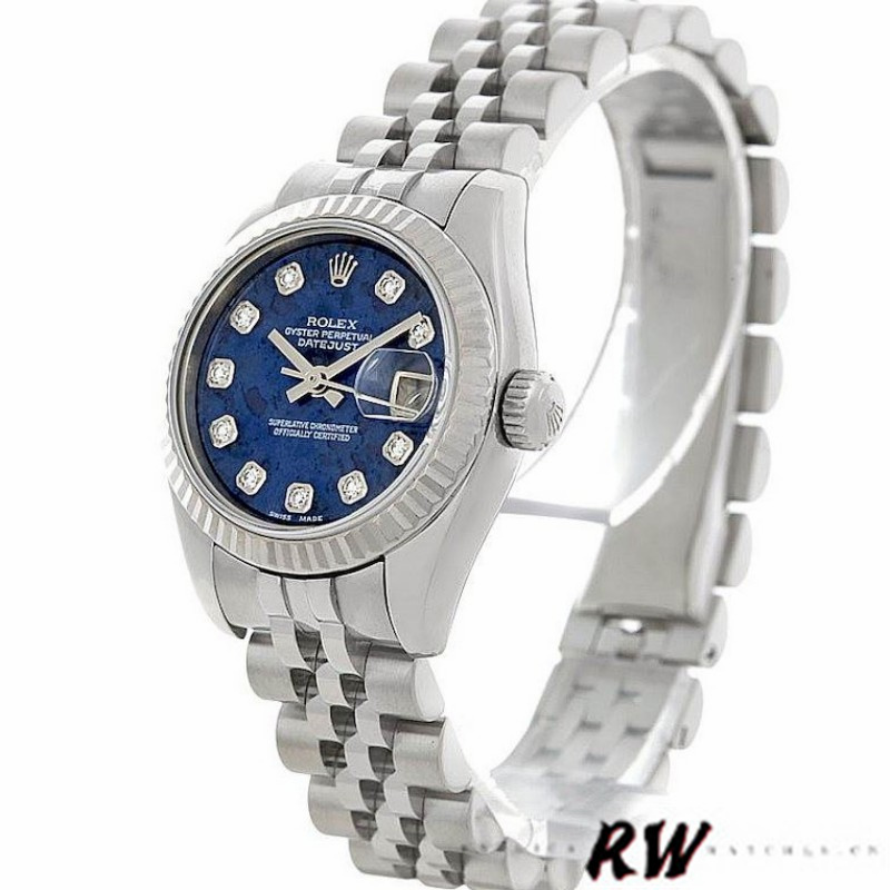 Rolex Datejust 179174 Sodalite Diamond Dial Fluted Bezel 26MM Lady Replica Watch