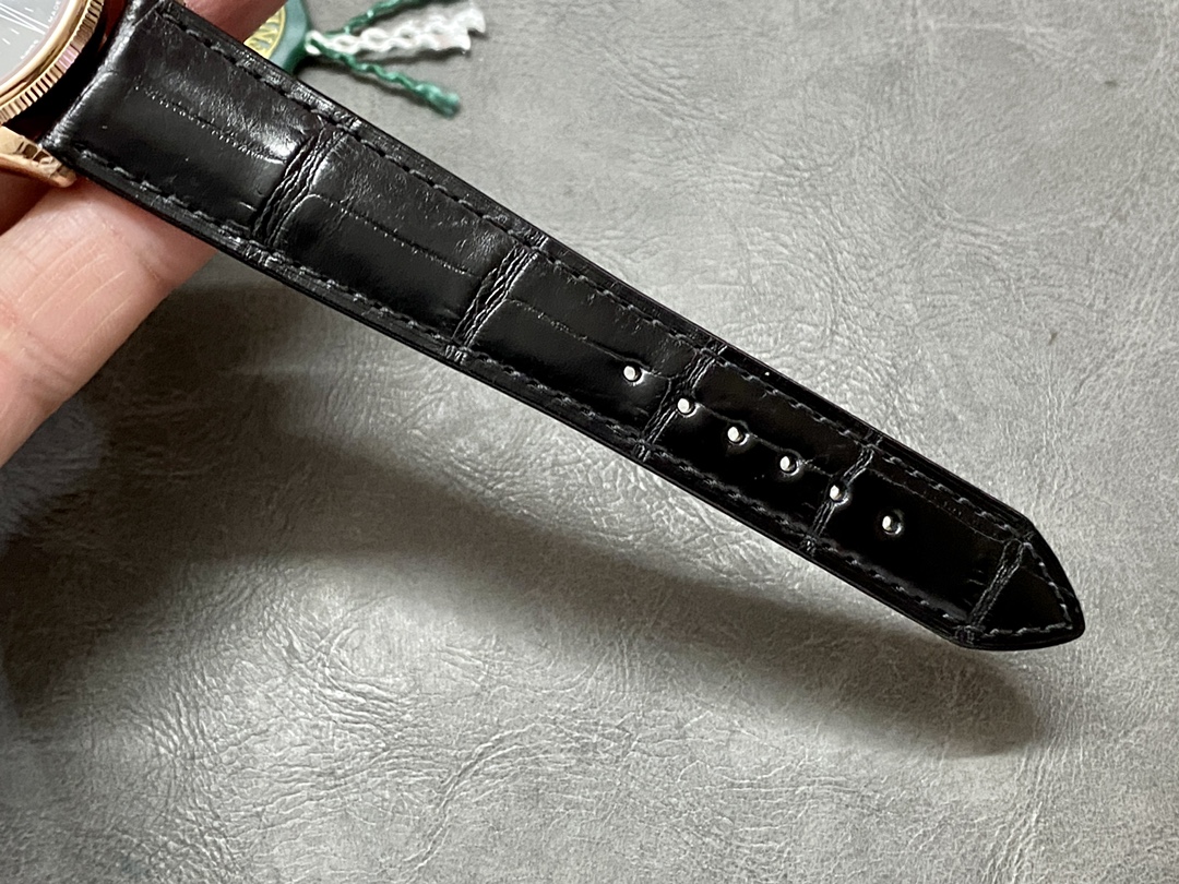 Rolex Cellini Time 50505 Black Leather Strap Black Dial 39mm Mens Replica Watch