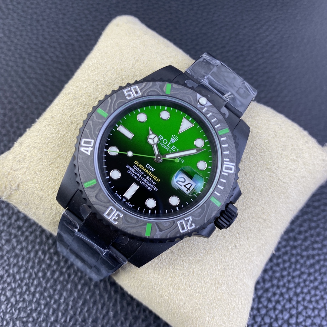 Rolex Submariner 116610LV PVD-DLC Stainless Steel Carbon Fiber Bezel Green Dial