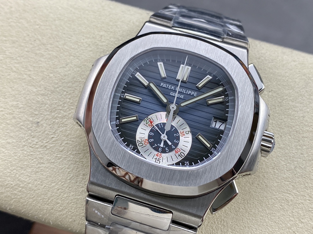 Patek Philippe Nautilus Chronograph Stainless Steel Blue Dial 5980 1A 001