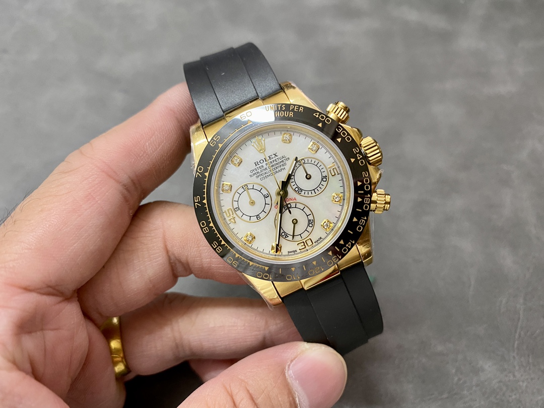 Rolex Daytona 116518LN Rubber Strap MOP Diamond Dial 40mm Mens Replica Watch