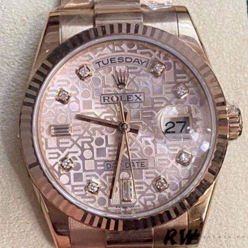 Rolex Day-Date 118235 Everose Gold Pink Jubilee dial 36mm Lady Replica Watch