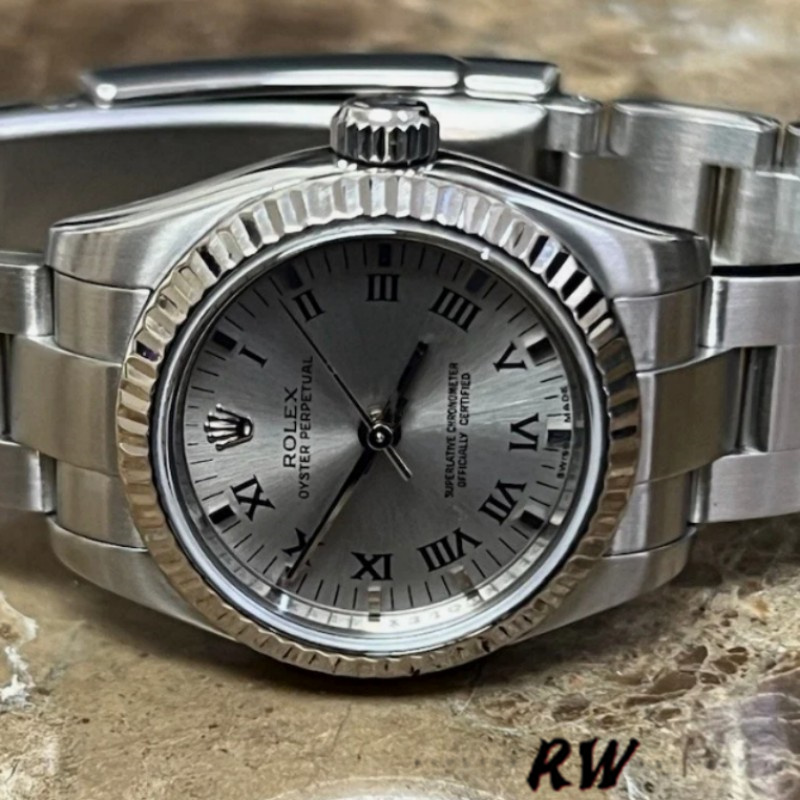Rolex Oyster Perpetual 176234 Silver Roman Diamond Dial 26MM Lady Replica Watch