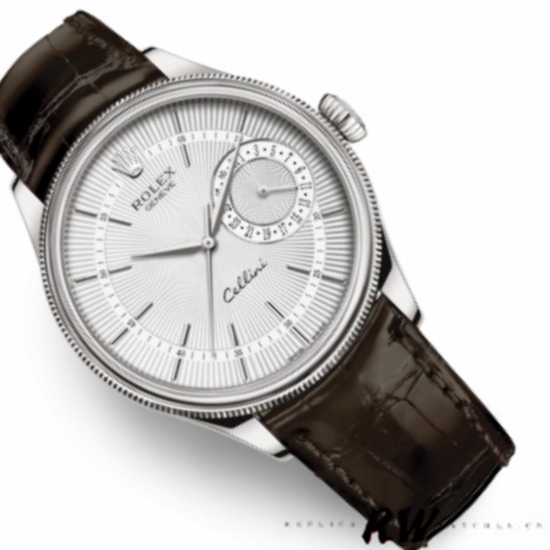 Rolex Cellini Date 50519 Brown Leather Silver Dial 39mm Mens Replica Watch