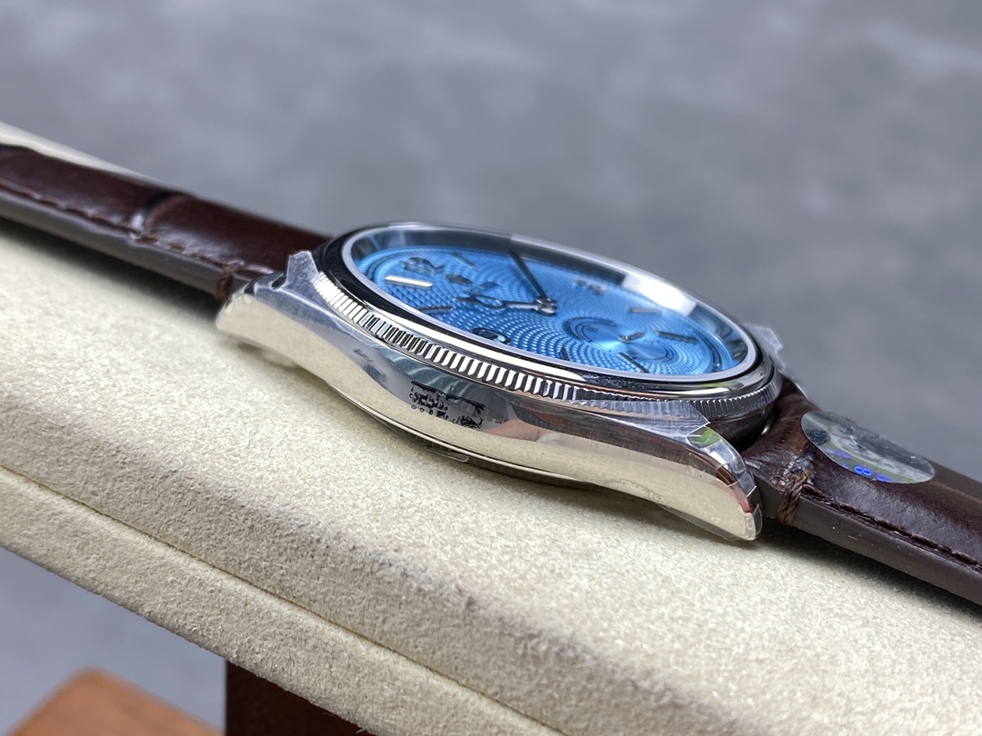 Rolex 1908 52506 0002 Ice Blue Dial Brown Leather Strap 39 mm Replica Watch