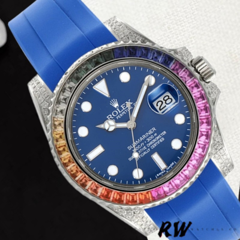 Rolex Submariner 116610 Blue Dial Blue Rubber strap 40mm Mens Replica Watch