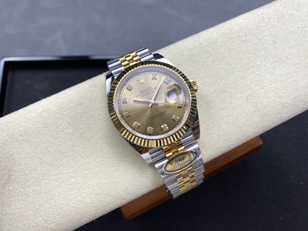 2022 Rolex Datejust Champagne Diamond Dial Two Tone M126333-0012 41mm Mens Replica Watch