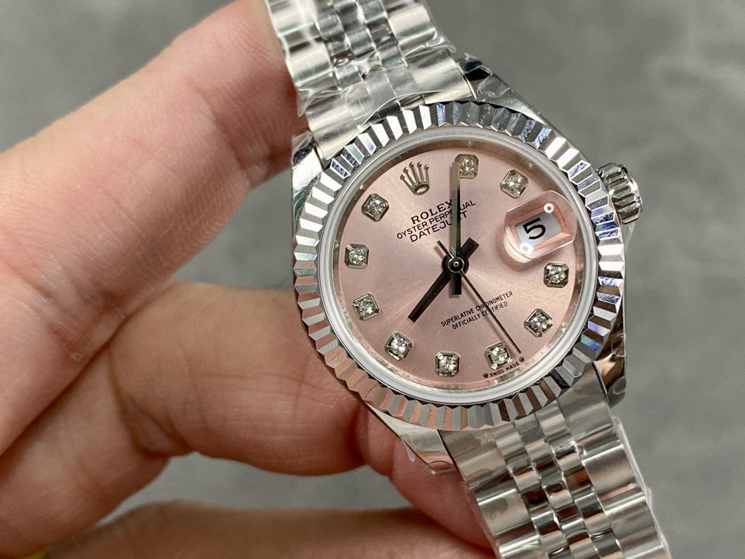 Rolex Datejust 279174 Stainless Steel Pink Diamond Dial 28mm Lady Replica Watch