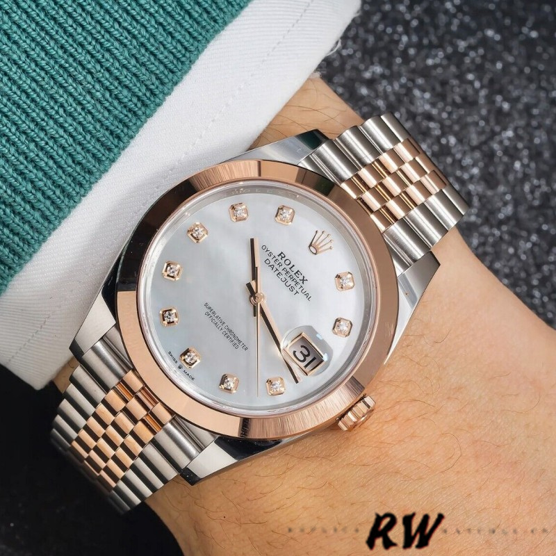 Rolex Datejust 126301 Rose Gold Sundust Diamonds Dial 41MM Mens Replica Watch