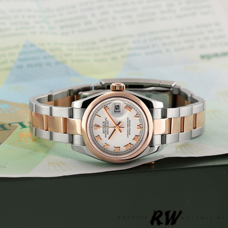 Rolex Datejust 179161 Stainless Steel and Everose Gold White Roman Dial 26MM Lady Replica Watch