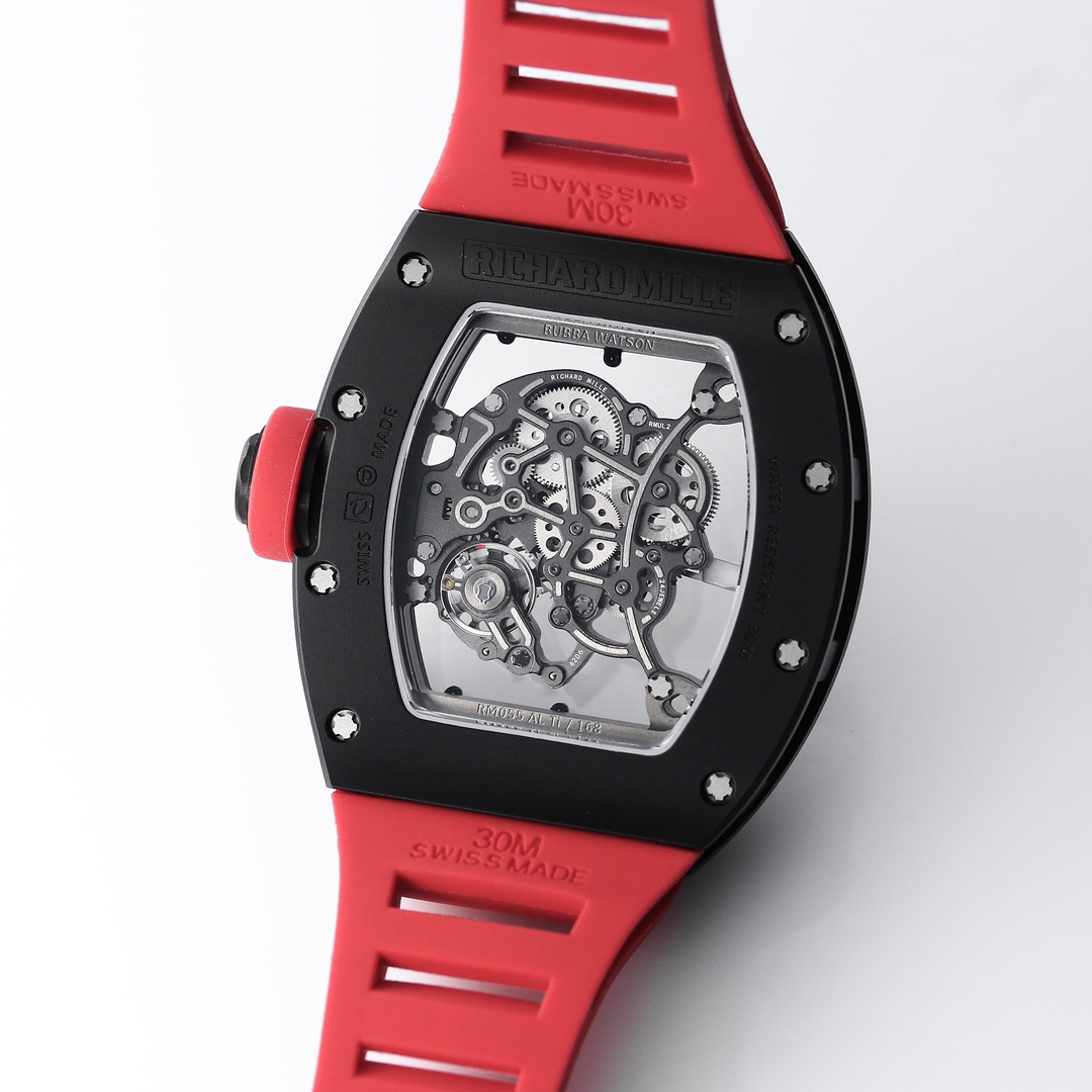 Richard Miller RM 055 RMUL2 NTPT Carbon Fiber Red Rubber Strap