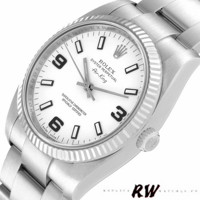 Rolex Oyster Perpetual Air-King 114234 White Arabic Dial 34mm Unisex Replica Watch