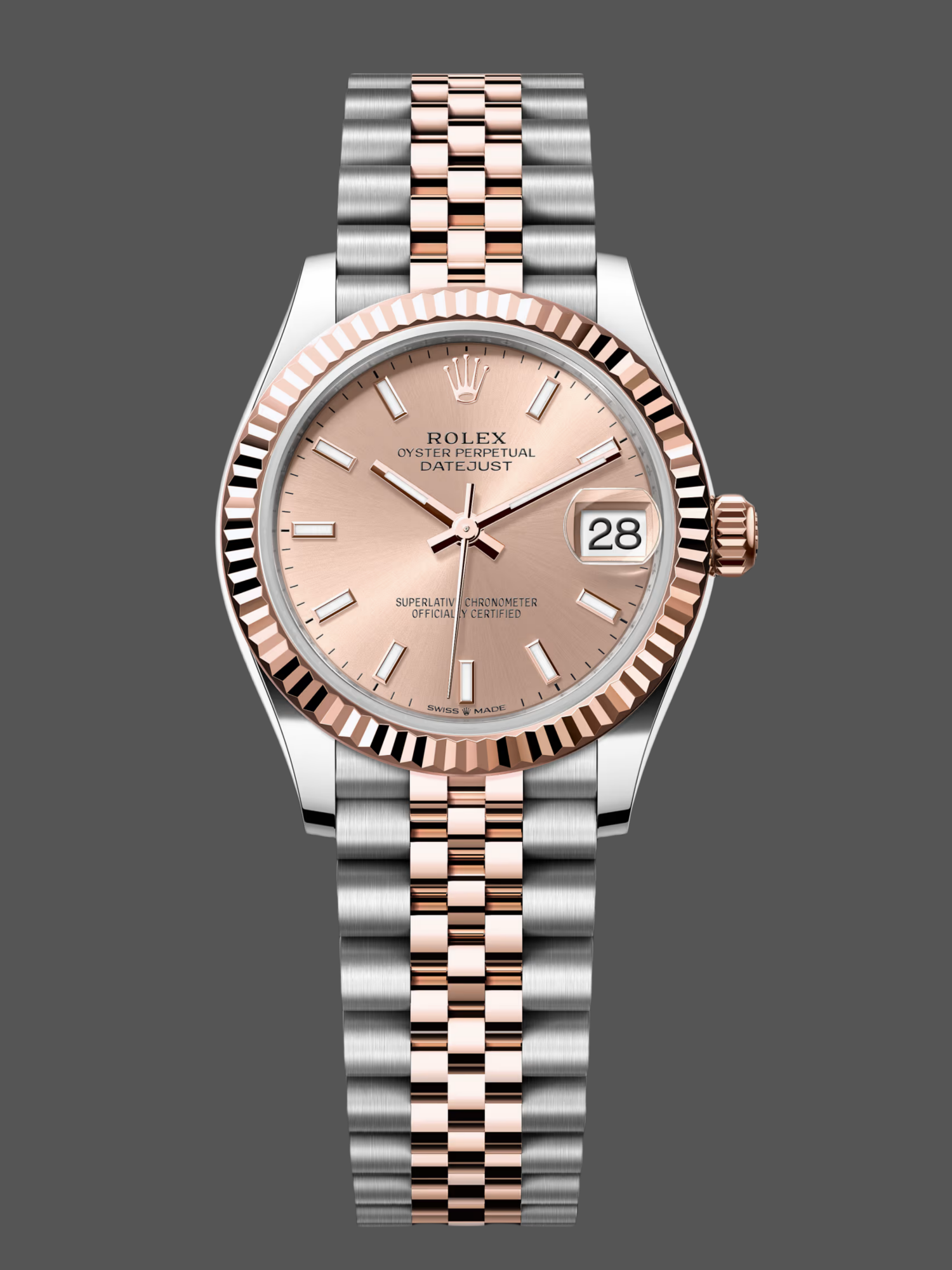 Rolex Datejust 31mm Stainless Steel and Rose Gold m278271 0010 Rose Index Jubilee ladies watch