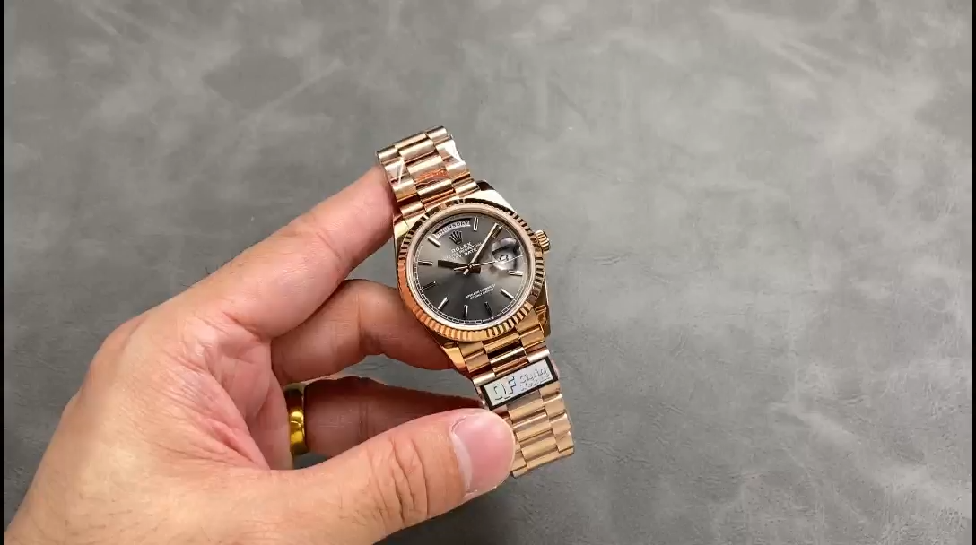 Rolex Day Date Rose Gold Slate Diamond Dial President Bracelet M128235 0050