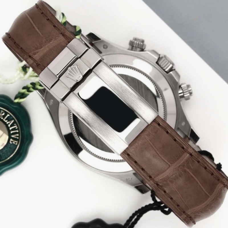 Rolex Daytona 116519 White Gold Racing Dial Brown Leather strap 40mm Mens Replica Watch