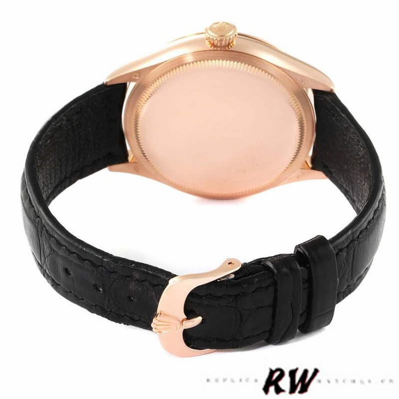 Rolex Cellini Time 50505 Black Leather Strap Black Dial 39mm Mens Replica Watch