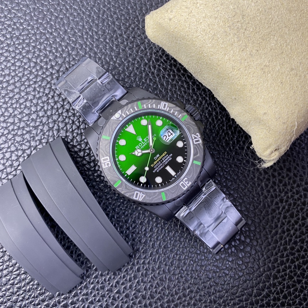 Rolex Submariner 116610LV PVD-DLC Stainless Steel Carbon Fiber Bezel Green Dial