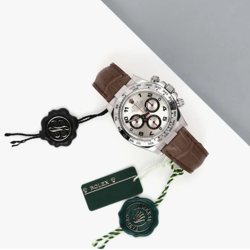 Rolex Daytona 116519 White Gold Racing Dial Brown Leather strap 40mm Mens Replica Watch