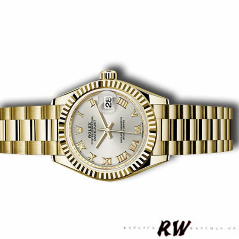 Rolex Datejust 279178 Silver Roman Dial Fluted Bezel 28mm Lady Replica Watch