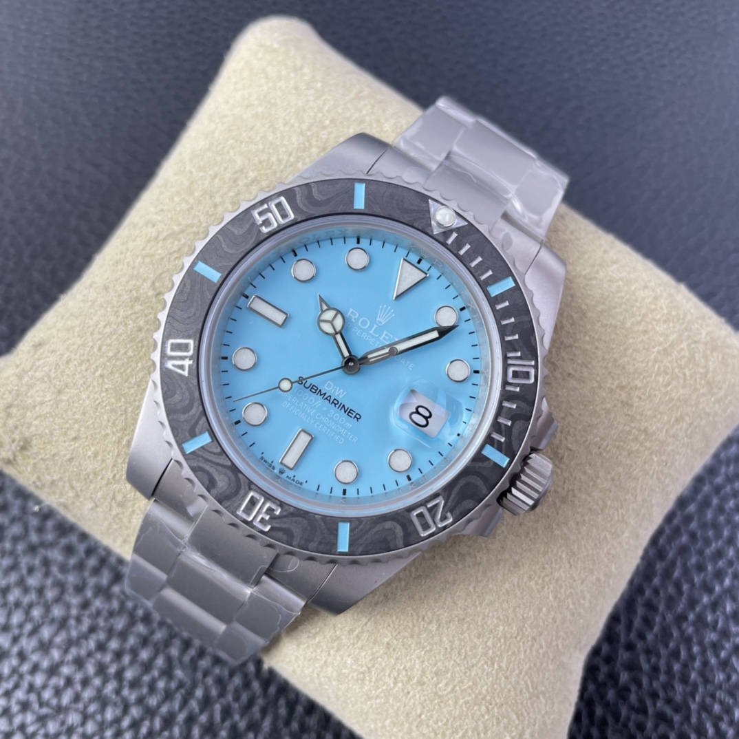 Rolex Submariner Sandblasted DIWF Edition Carbon Bezel  Ice Blue Dial