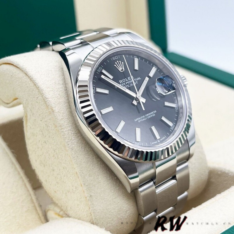 Rolex Datejust m126334 0017 Fluted Bezel Black Dial 41MM Mens Replica Watch