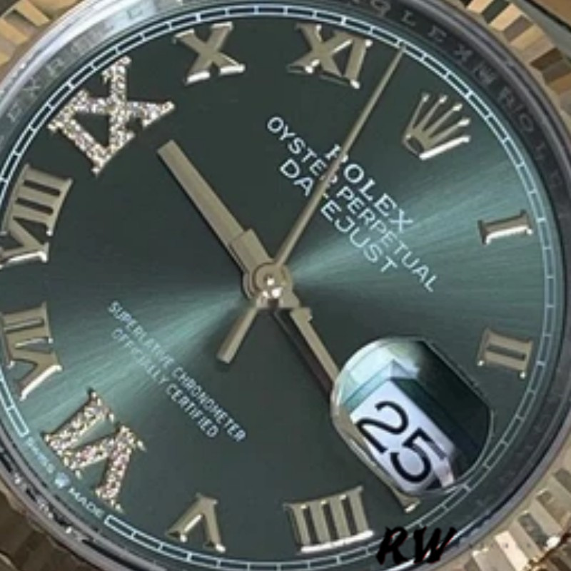 Rolex Datejust 126233 Olive Green Dial Yellow Gold and Oystersteel 36MM Unisex Replica Watch