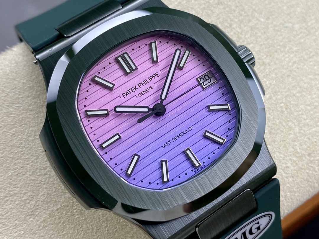 Patek Philippe Nautilus Green Rubber Purple Dial 5711 40MM Watch