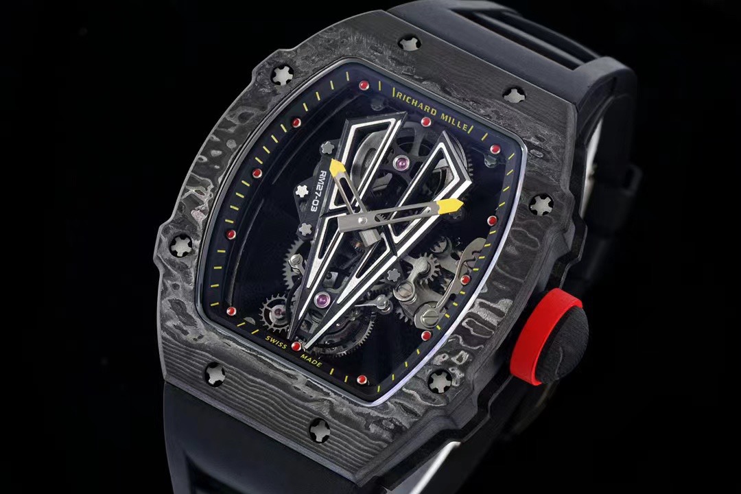 Replica RM 27-03 Rafael Nadal Black Tourbillon Black Rubber Strap