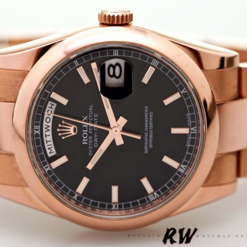 Rolex Day Date 118205 Black Dial 36mm Unisex Replica Watch