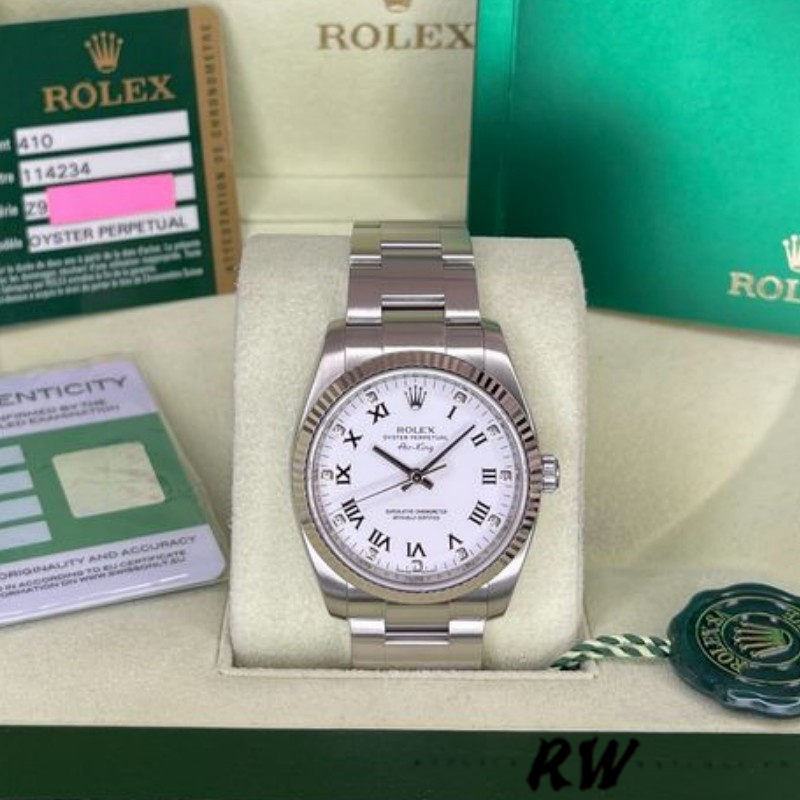 Rolex Oyster Perpetual Air-King 114234 White Diamond Dial 34mm Unisex Replica Watch